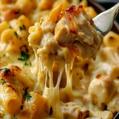 Quick and delicious garlic parmesan pasta bake with cheese and herbs