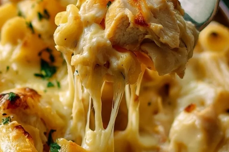 Quick and delicious garlic parmesan pasta bake with cheese and herbs